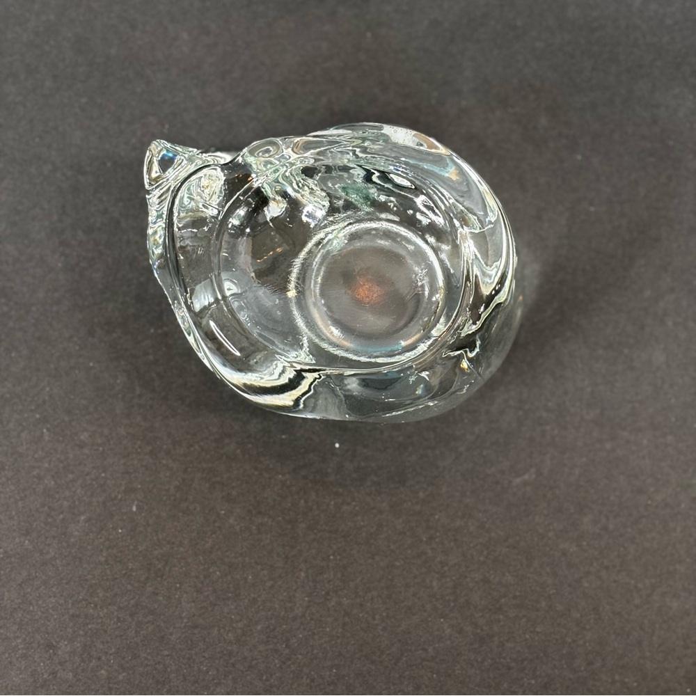 Vintage Indiana Glass Crystal Clear Sleeping Cat Votive Candle Tea Light Holder - Picture 6 of 8